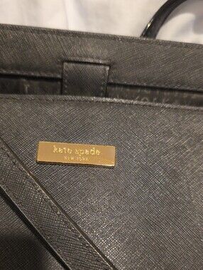 kate spade Black Saffiano Leather Tote with Gold Hardware